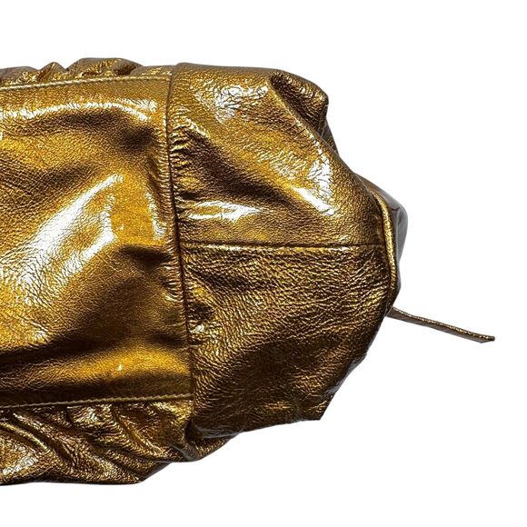 Gucci Hysteria Hand Bag Womens Metallic Gold Patent Leather Handbag Tom Ford Era - Picture 4 of 14